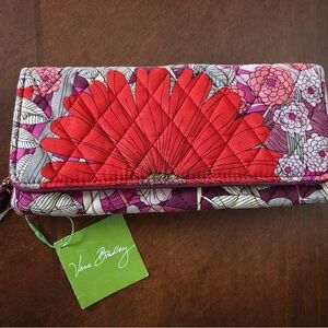 Vera Bradley Red and Pink Floral Quilted Wallet